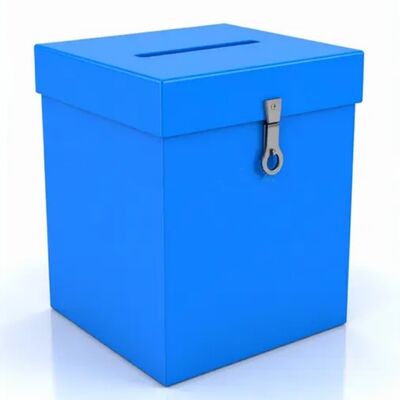 صناديق الاقتراع البلاستيكية المخصصة من PP صناديق الاقتراع البولي بروبيلين المموجة مع طباعة الشعار، تصميم حزمة مسطحة، غطاء قفل آمن للانتخابات، التصويت للشركات، والأحداث المجتمعية
